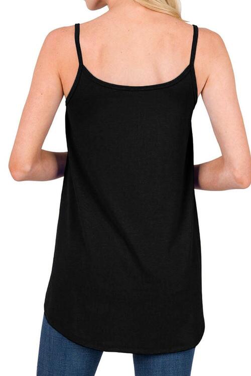 Full Size Spaghetti Strap V-Neck Flowy Tunic Cami Trandify deal