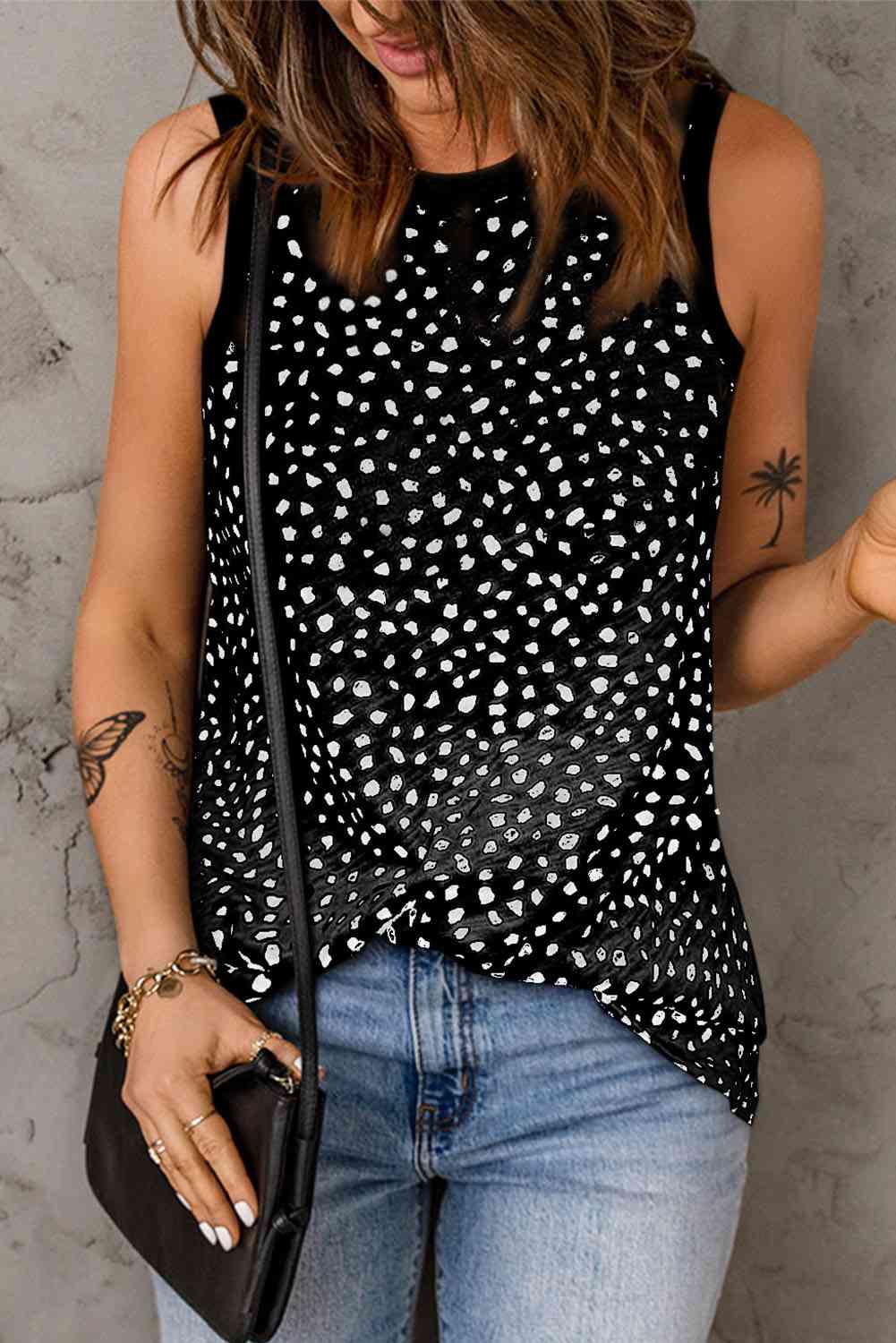 Printed Round Neck Tank - Trandify Deal