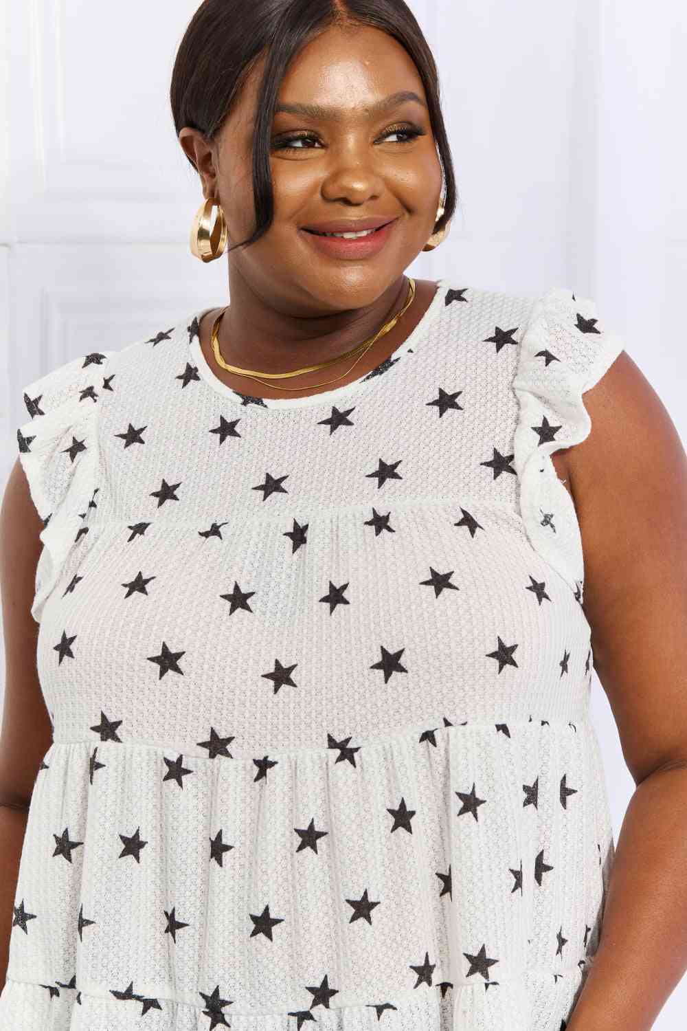 Heimish Shine Bright Full Size Butterfly Sleeve Star Print Top Trandify deal