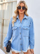 Pearl Detail Pocketed Button Up Denim Jacket Trandify deal