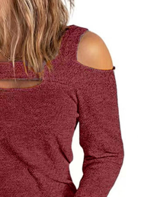 Full Size Cutout Cold Shoulder Blouse Trandify deal