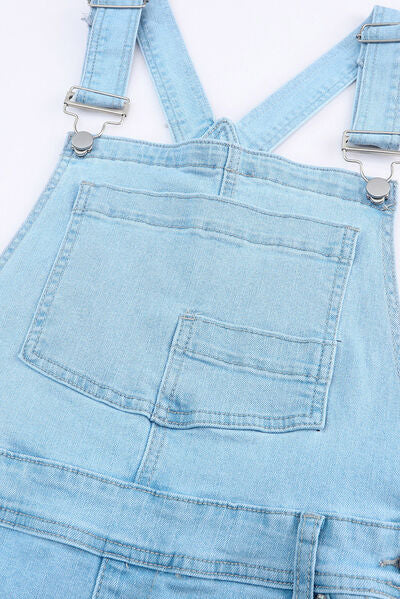 Distressed Denim Overalls with Pockets Trandify deal