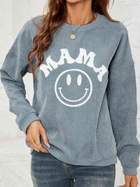 Round Neck Long Sleeve MAMA Graphic Sweatshirt Trandify deal