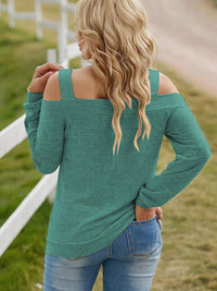 Full Size Cutout Cold Shoulder Blouse Trandify deal