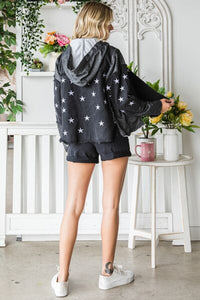 Veveret Star Embroidered Hooded Denim Jacket Trandify deal
