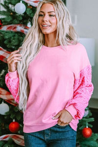 Sequin Round Neck Dropped Shoulder Sweatshirt Trandify deal