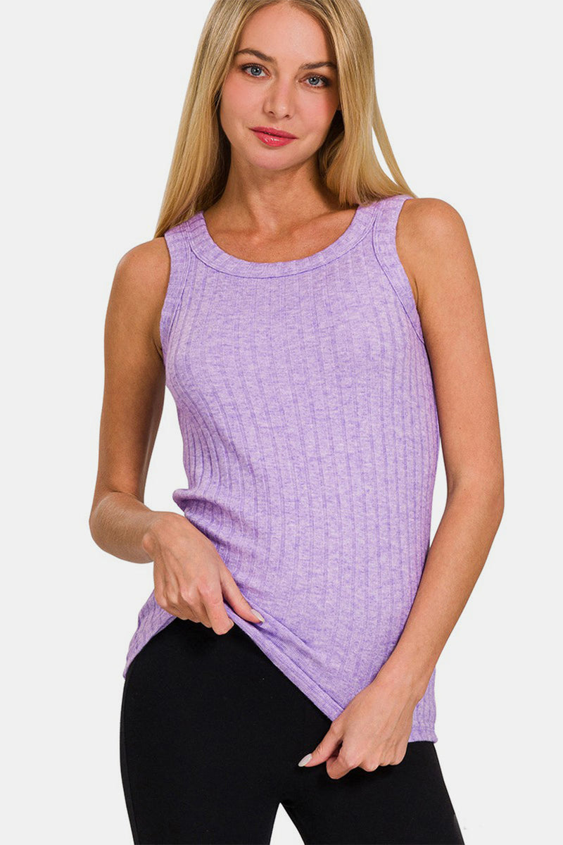 Zenana Ribbed Round Neck Tank Trandify deal