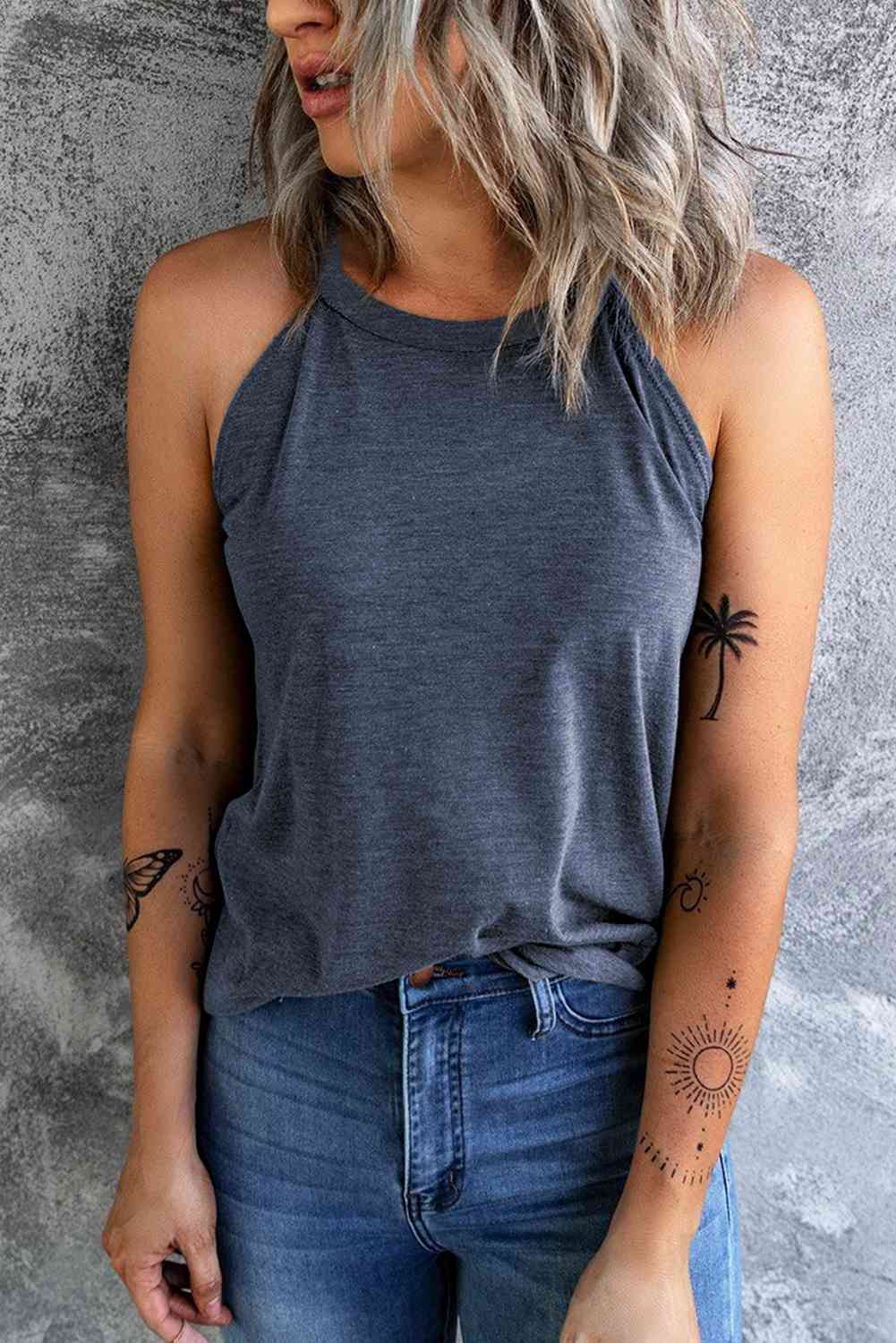 Curved Hem Grecian Tank Top - Trandify Deal