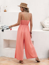 Openwork Spaghetti Strap Wide Leg Jumpsuit Trandify deal