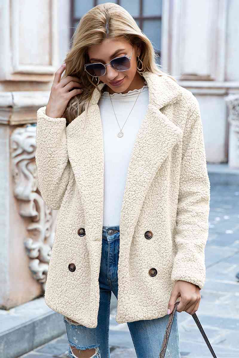 lvy Lane Full Size Lapel Collar Sherpa Coat Trandify deal