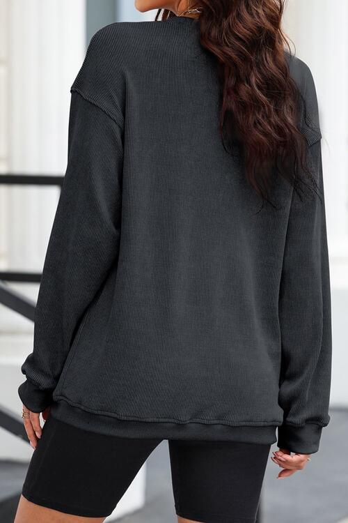 Sequin Candy Cane Round Neck Sweatshirt - Trandify Deal