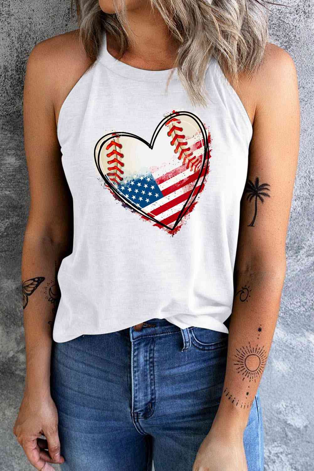US Flag Heart Graphic Tank - Trandify Deal