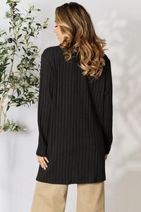Basic Bae Full Size Ribbed Open Front Cardigan with Pockets Trandify deal