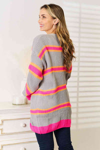 Woven Right Ribbed Long Sleeve Cardigan Trandify deal