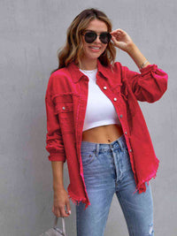 Distressed Drop Shoulder Denim Jacket - Trandify Deal