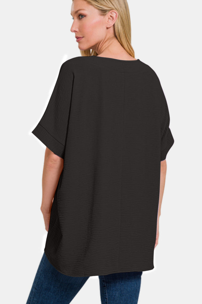 Zenana Full Size V-Neck Short Sleeve Top Trandify deal