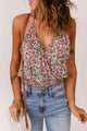 Floral Surplice Neck Top Trandify deal