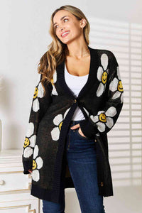 Double Take Floral Button Down Longline Cardigan Trandify deal