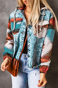 Drawstring Hooded Pocketed Denim Jacket - Trandify Deal