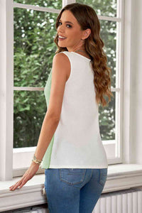 Multicolored Striped Waffle-Knit Sleeveless Tank Trandify deal