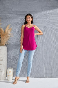 Full Size Spaghetti Strap V-Neck Flowy Tunic Cami Trandify deal