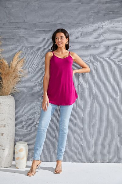 Full Size Spaghetti Strap V-Neck Flowy Tunic Cami Trandify deal