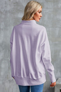 Half Zip Pocketed Dropped Shoulder Sweatshirt Trandify deal