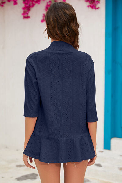 Eyelet Open Front Cardigan Trandify deal