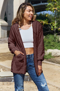 Full Size Teddy Hooded Jacket with Pockets Trandify deal