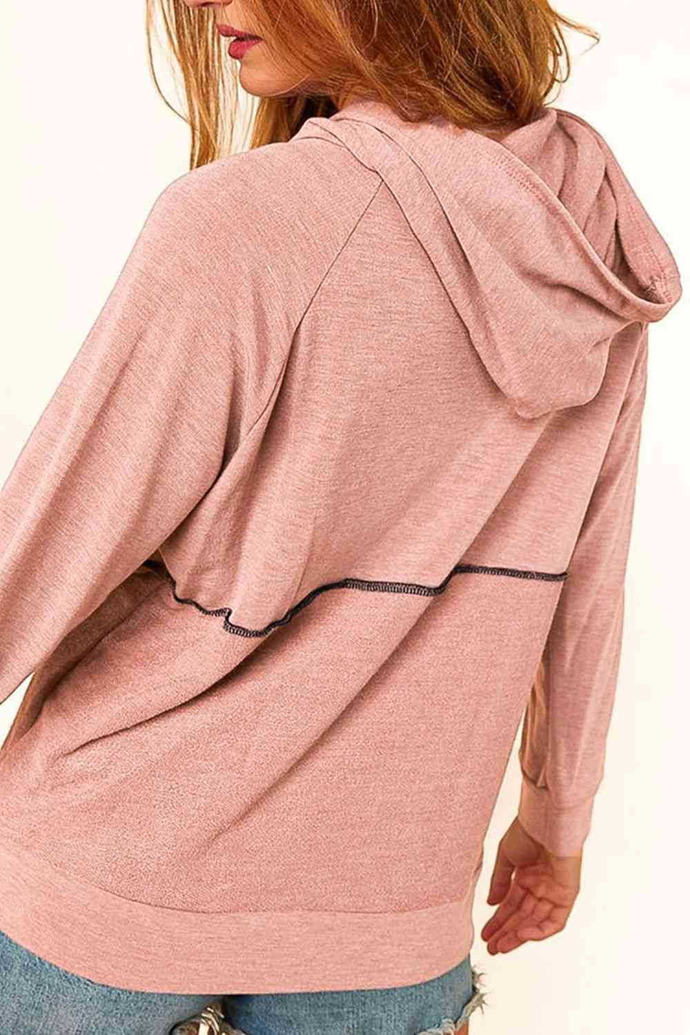 Buttoned Long Sleeve Hoodie Trandify deal