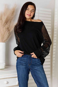 Double Take Round Neck Raglan Sleeve Blouse Trandify deal