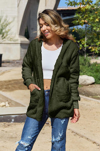 Full Size Teddy Hooded Jacket with Pockets Trandify deal
