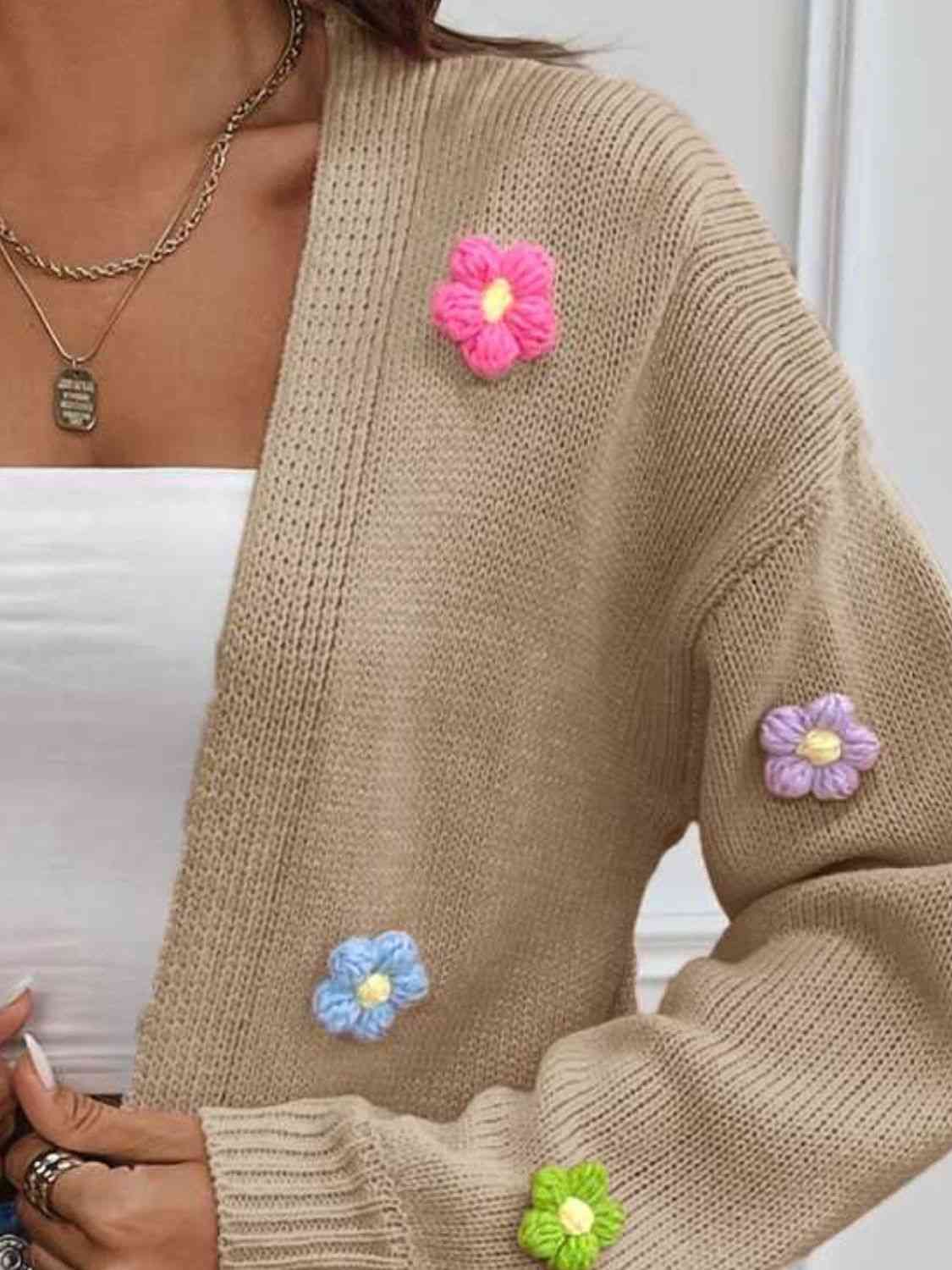 Floral Long Sleeve Open Front Cardigan Trandify deal