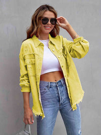 Distressed Drop Shoulder Denim Jacket - Trandify Deal