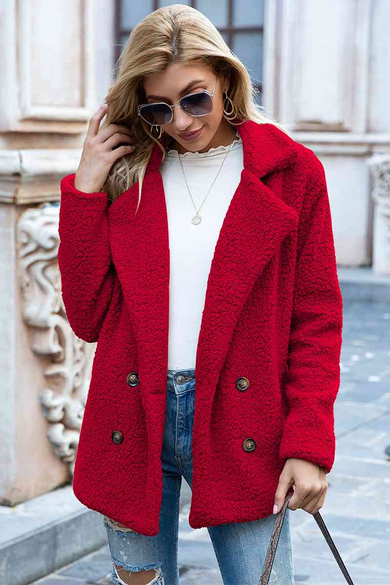 lvy Lane Full Size Lapel Collar Sherpa Coat Trandify deal