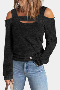 Full Size Cutout Cold Shoulder Blouse Trandify deal