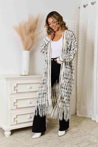Angel wings Multicolored Open Front Fringe Hem Cardigan Trandify deal