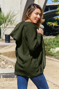 Full Size Teddy Hooded Jacket with Pockets Trandify deal