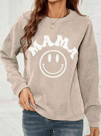 Round Neck Long Sleeve MAMA Graphic Sweatshirt Trandify deal