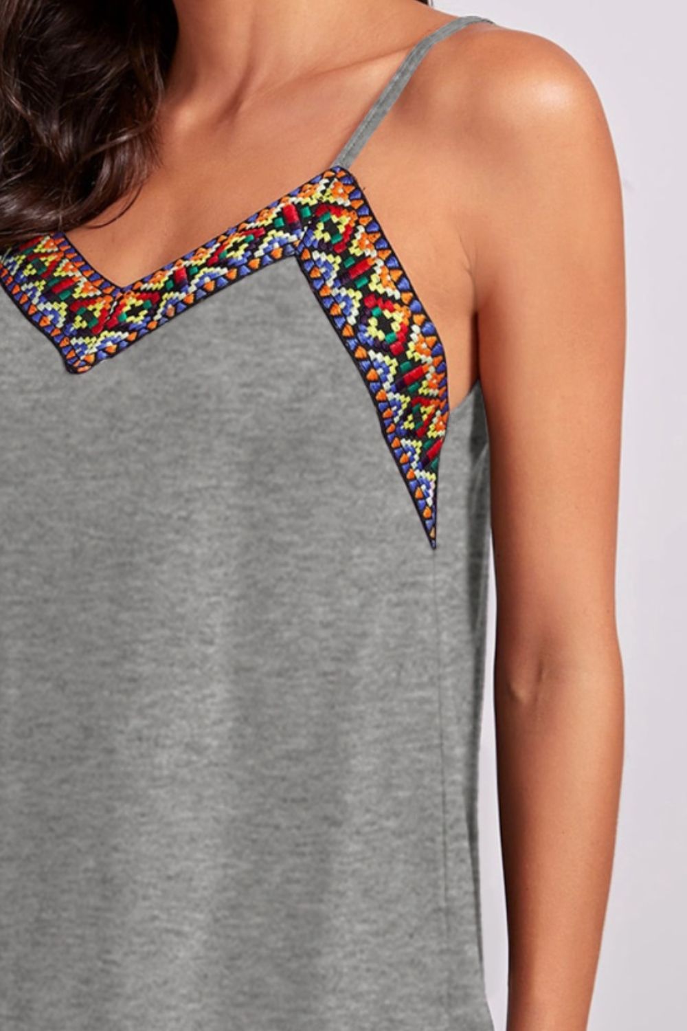 FAM-FAM Geometric V-Neck Spaghetti Strap Cami Trandify deal