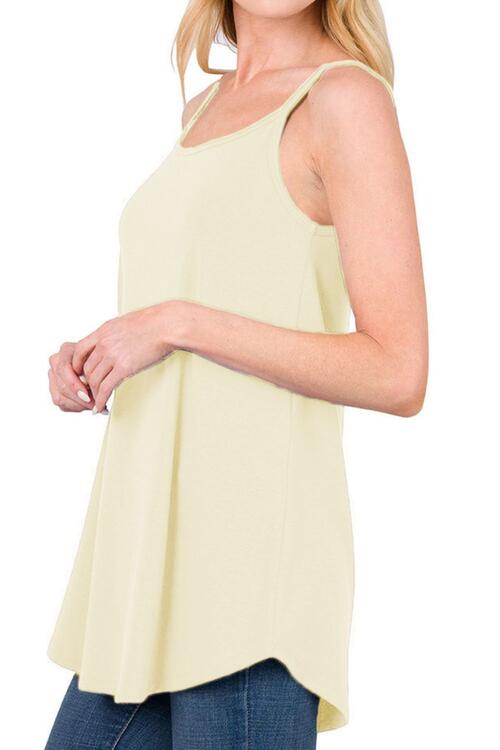 Full Size Spaghetti Strap V-Neck Flowy Tunic Cami Trandify deal