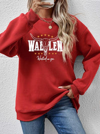 Graphic Round Neck Dropped Shoulder Sweatshirt Trandify deal