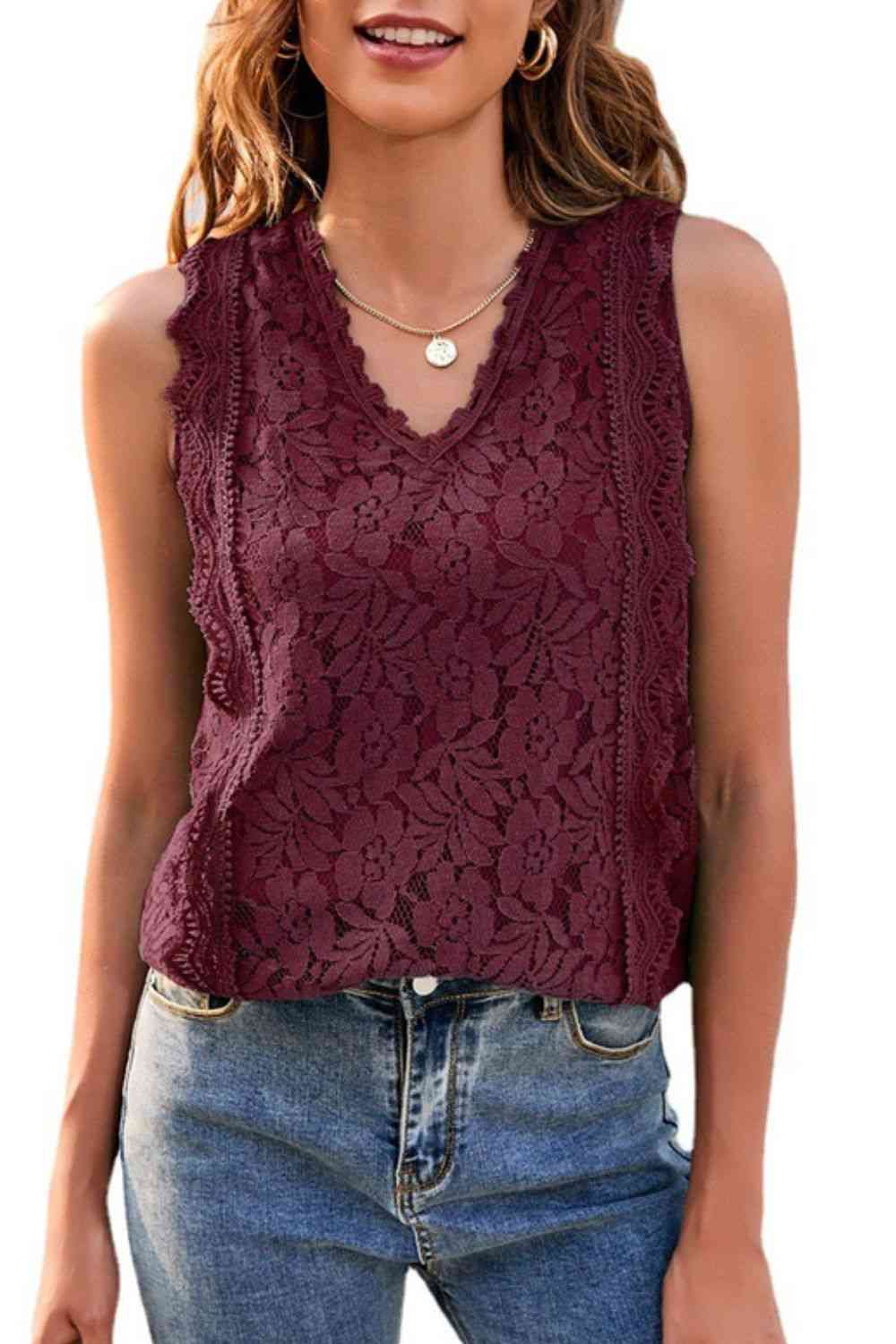 Lace V-Neck Tank Trandify deal
