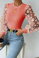 Double Take Textured Applique Long Sleeve Blouse Trandify deal