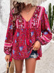 Devine Printed Tie Neck Long Sleeve Blouse Trandify deal