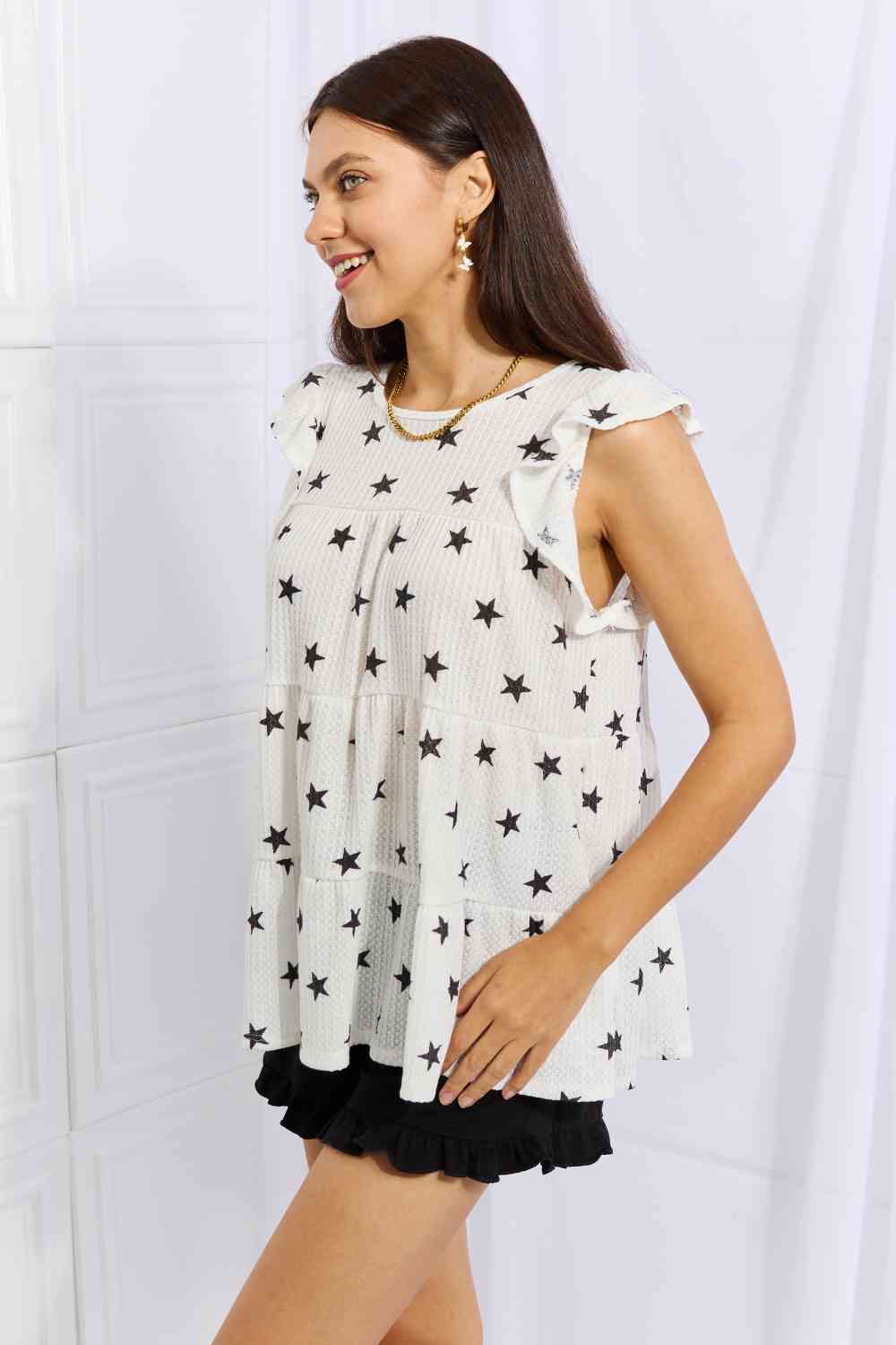 Heimish Shine Bright Full Size Butterfly Sleeve Star Print Top Trandify deal