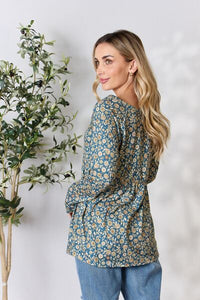 Heimish Full Size Floral Half Button Long Sleeve Blouse Trandify deal