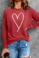 Heart Pearl Detail Round Neck Sweatshirt Trandify deal