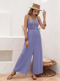 Openwork Spaghetti Strap Wide Leg Jumpsuit Trandify deal