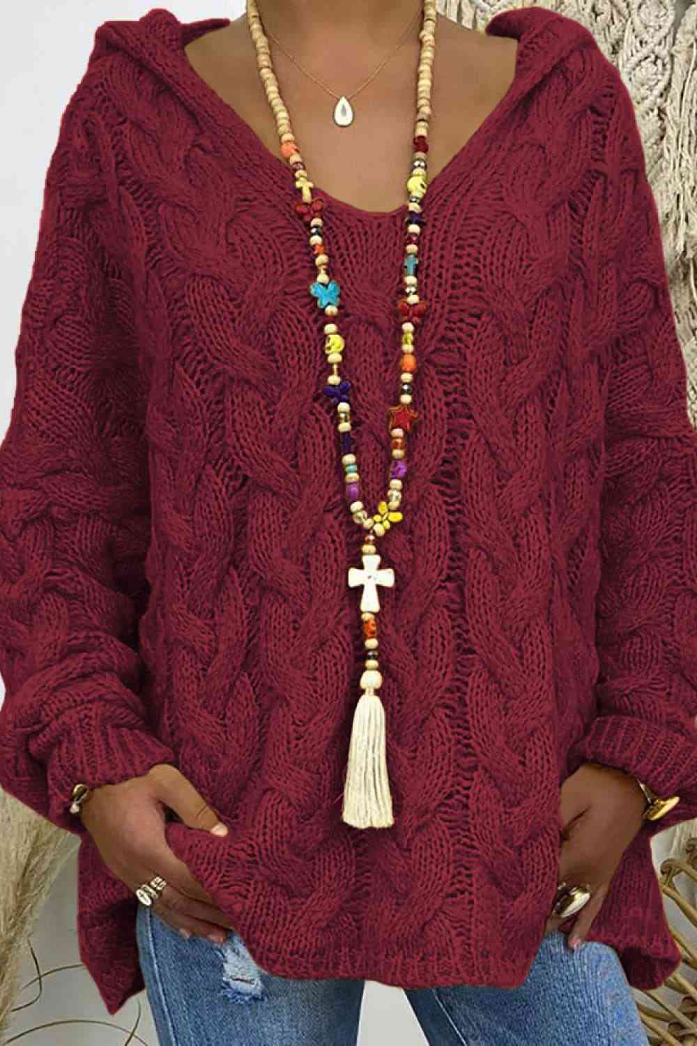 Cable-Knit Hooded Sweater Trandify deal